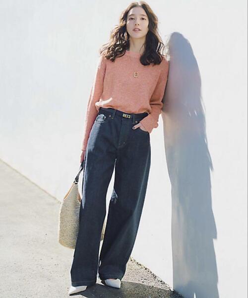 【2024Autumn】23区DENIM ストレッチ ワイドパンツ 濃紺 40