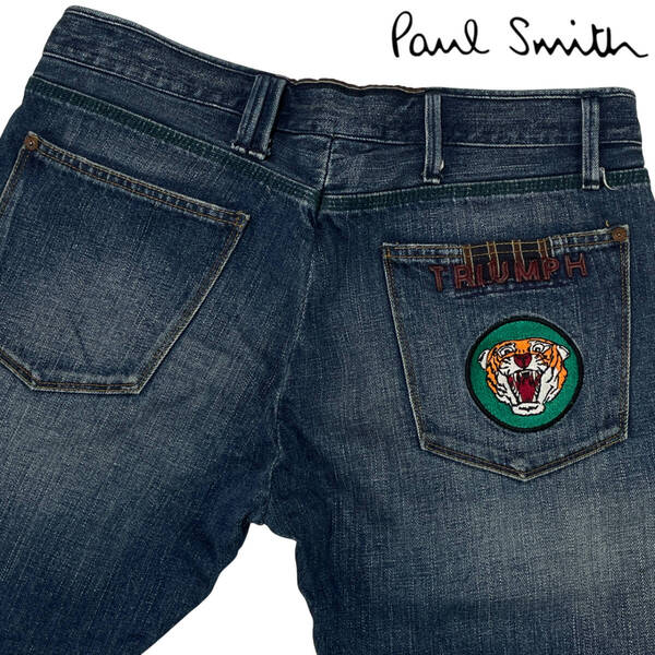 Paul Smith JEANS × TRIUMPH 643E デニムパンツ size.L (約84cm W34相当) ポールスミス トライアンフ コラボ 刺繍 ワッペン ジーンズ