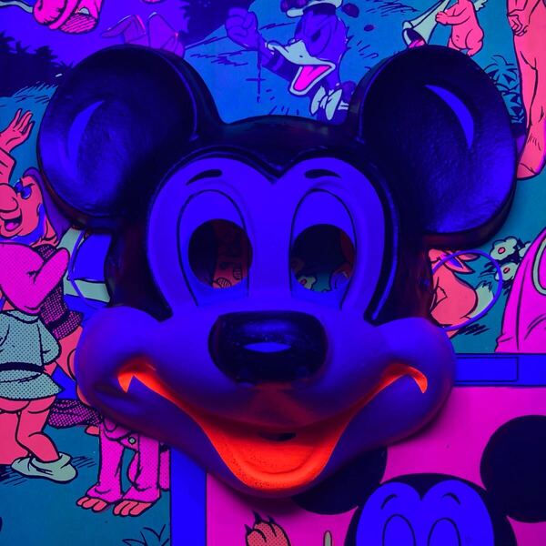 ビンテージ Disneyland Memorial Orgy ディズニーランドメモリアルオージー ミッキーマウス ブラックライト ポスター コスチューム マスク