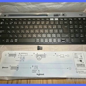 ★Logicool(ロジクール) 静音 Bluetooth ワイヤレスキーボード K580GR グラファイト 超薄型 小型 Unifying 薄型 テンキー 無線 Windows Mac