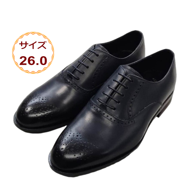 【在庫処分価格】26.0cm ネイビー 新品 即決 ビジネスシューズ 茶 本革 革靴 通勤靴 メンズシューズ カジュアルシューズ 065-nav-260