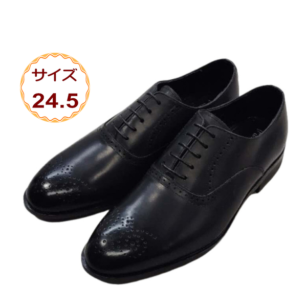 【在庫処分価格】24.5cm ブラック 新品 即決 ビジネスシューズ 茶 本革 革靴 通勤靴 メンズシューズ カジュアルシューズ 065-blk-245