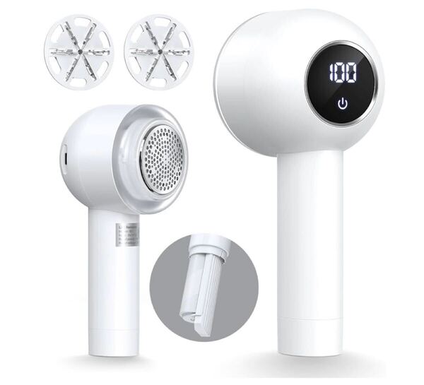 毛玉取り 粘着クリーナー内蔵 けだまとり 電動 高速回転 3段階調節 LED