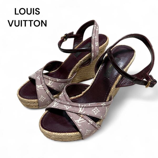 LOUIS VUITTON ルイヴィトン モノグラムミニ ストローサンダル 35 1/2