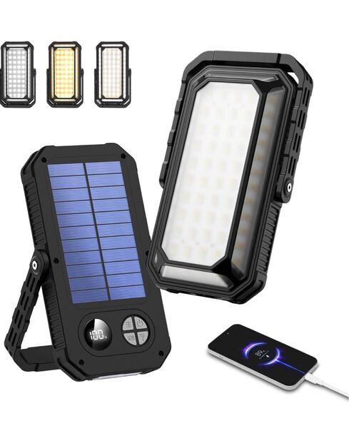新品☆ LEDランタン キャンプ用品 防災 ライト 万能型 【ソーラー充電式 超高輝度 1200ルーメン 10000mAh 大容量