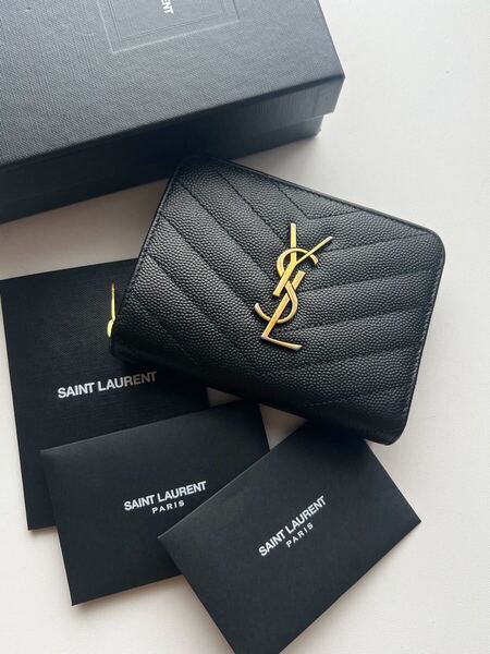 222 美品 SAINTLAURENT イヴサンローラン 2つ折り財布
