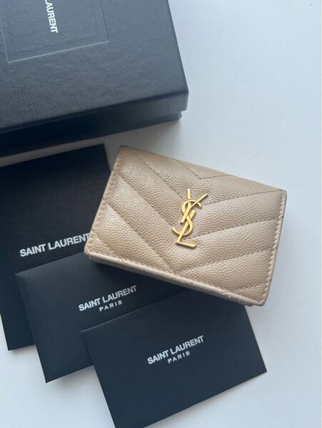 223 美品 SAINTLAURENT イヴサンローラン 3つ折り財布