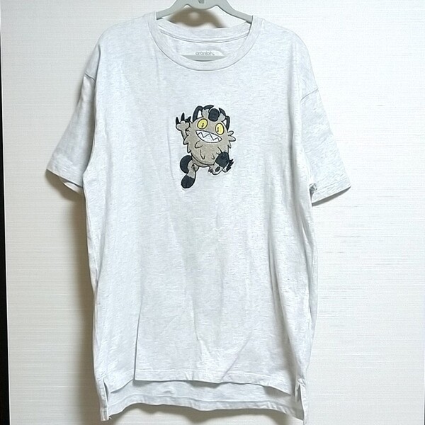 『グラニフ』ポケモンTシャツ 半袖 ガラルニャース 杢グレー/メンズS 完売品 記名塗りつぶしあり