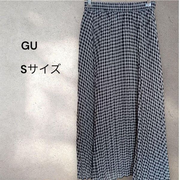 GU ジーユー プリーツロングスカート Sサイズ ギンガムチェック