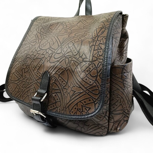 【美品】 正規品 ヴィヴィアンウエストウッド レザー リュック オーブ アーサー Vivienne Westwood 革 バックパック 男女兼用 ブラウン