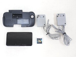 kv33■任天堂◆ニンテンドー3DS◆本体+純正パッド+充電アダプタ+ソフト1本◆動作品◆CTR-001◆モンハン4G◆Nintendo◆携帯ゲーム機