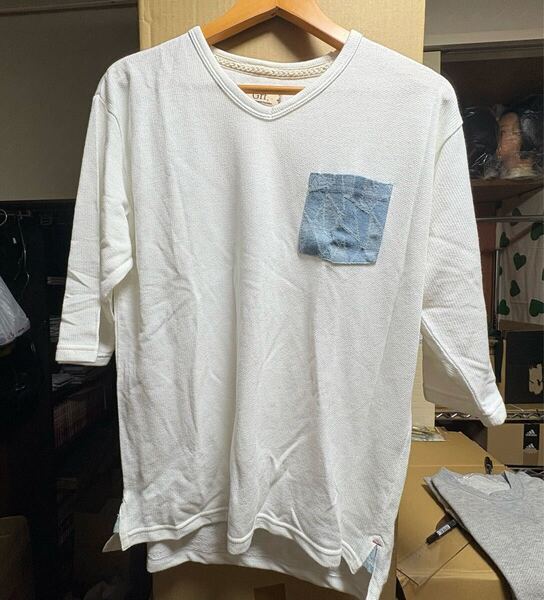 grf 胸ポケット付き 五分袖 半袖Tシャツ Mサイズ カットソー メンズ トップス ホワイト 送料無料