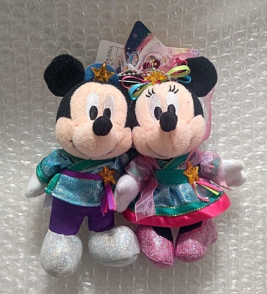 2010年 七夕 ディズニー ぬいば ぬいぐるみバッジ ミッキー ミニー ペア