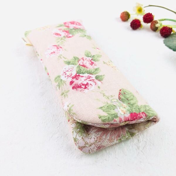 有輪商店 ローズのふかふかメガネケース ハンドメイド 眼鏡ケース 薔薇 ローズ柄 yuwa ピンク
