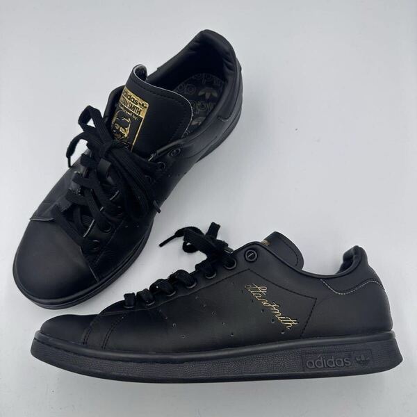 【美品】adidas STANSMITH BLK PRIME GREEN27.5cm アディダス スニーカー スタンスミス GZ7793 オールブラック