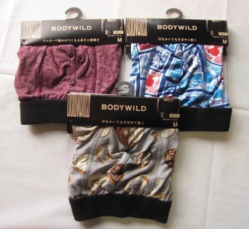 *送料無料*新品*M*BODY WILD*ボクサーパンツ3枚*ジャカードパターン・吸汗速乾しなやか肌ざわり*グンゼ*ボディワイルド*