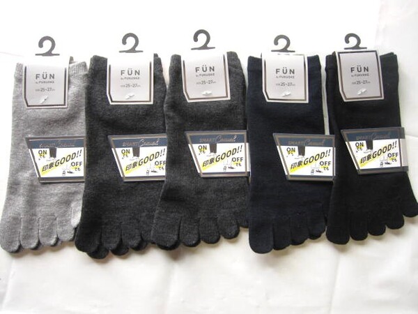 *送料無料*新品*25-27㎝*5本指ソックス5足*福助FUN*大人の「スマカジ」ソックス*4COLOR*FUKUSKE*