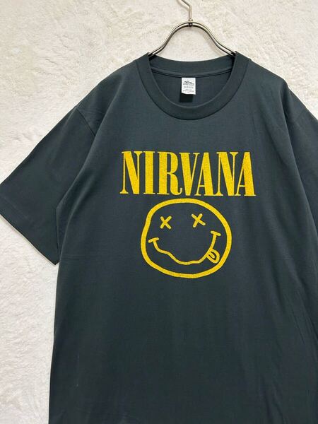 【極美品】NIRVANA ニルヴァーナ 90’s バンドTシャツ ビンテージTシャツ ミュージックTシャツ Men's-XL Lady's F ブラック (スミクロ)