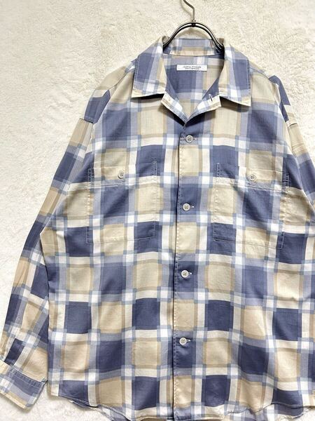 【極美品】春夏物 ジャーナルスタンダード Journal Standard メンズ 長袖 シャツ S (M) チェック サックス×ベージュ オーバーサイズ