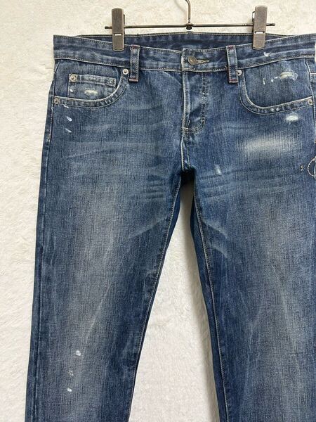 【極美品】ディースクエアード DSQUARED2 メンズ ビンテージ加工デニム 32inc. L 86cm インディゴ コットン100% スリムフィット イタリア製