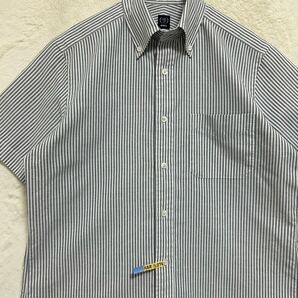 【極美品】BEAMS F ビームスエフ ボタンダウン 半袖シャツ M (39) ロンドンストライプ 白×黒 クリーニング済