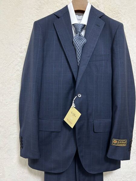 【新品未使用】春夏物 イタリア ロロピアーナ Loro Piana 生地使用 メンズ スーツ A7 (h180-w84) LL ブルーグレー グレンチェック