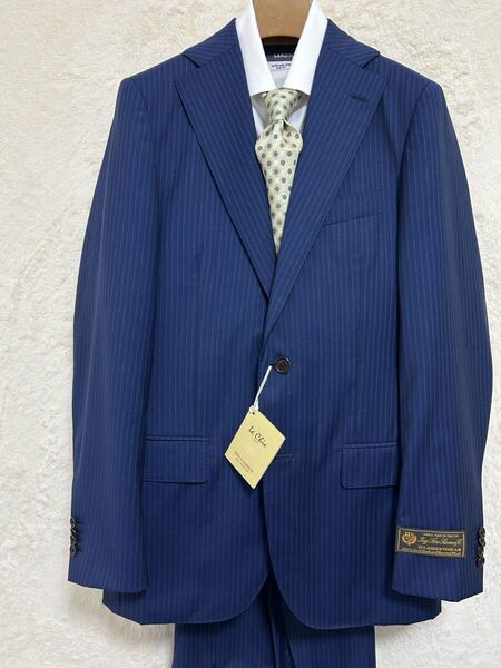 【新品未使用】春夏物 ロロピアーナ Loro Piana 生地使用 メンズ スーツ セットアップ Y6 (h175-w78) M ブルー×サックス ストライプ
