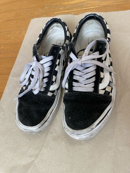 送料込★VANS オールドスクール 27.5cm(US9.5)白黒チェッカー★USED