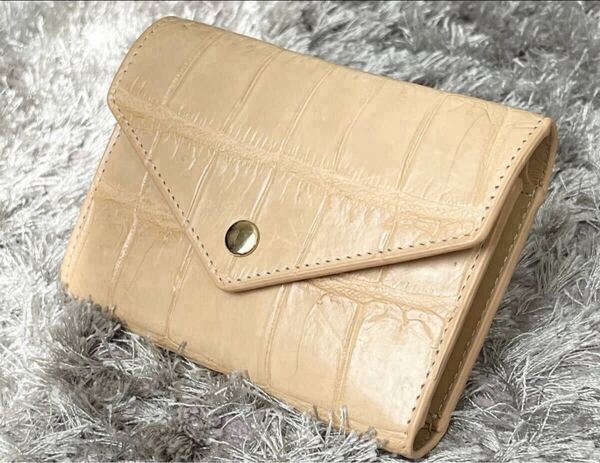 【クロコダイル】高級ワニ革 三つ折り財布 男女兼用 小銭入れ付き ☆新品☆