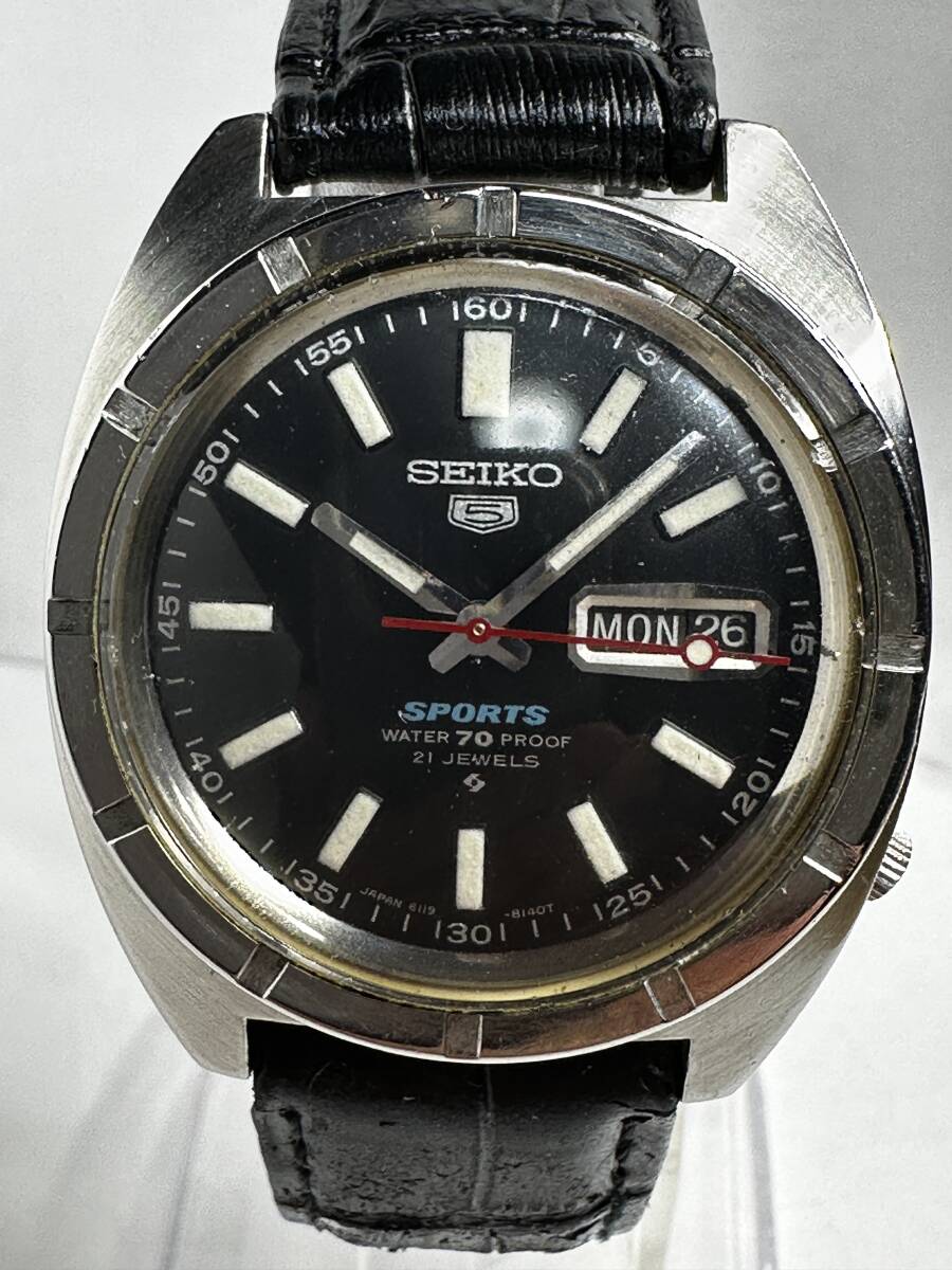 稼働 SEIKO セイコー5スポーツ 6119-8140 エンジンターンドベゼル Yahoo!オークション -「6119-8140」の落札相場・落札価格