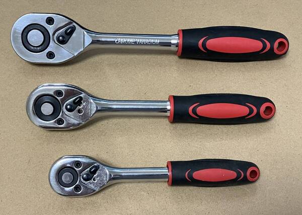 激安 樹脂柄☆ラチェットハンドル3点セット ☆差込角6.3mm/9.5mm/12.7mm
