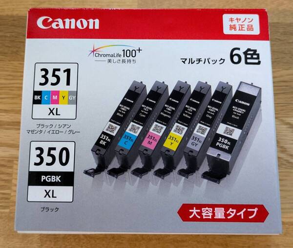 【Canon純正インク】 BCI-351XL+350XL/6MP 「大容量タイプ」ーーー新品未使用品の純正インク「取り付け期限は2026年12月」