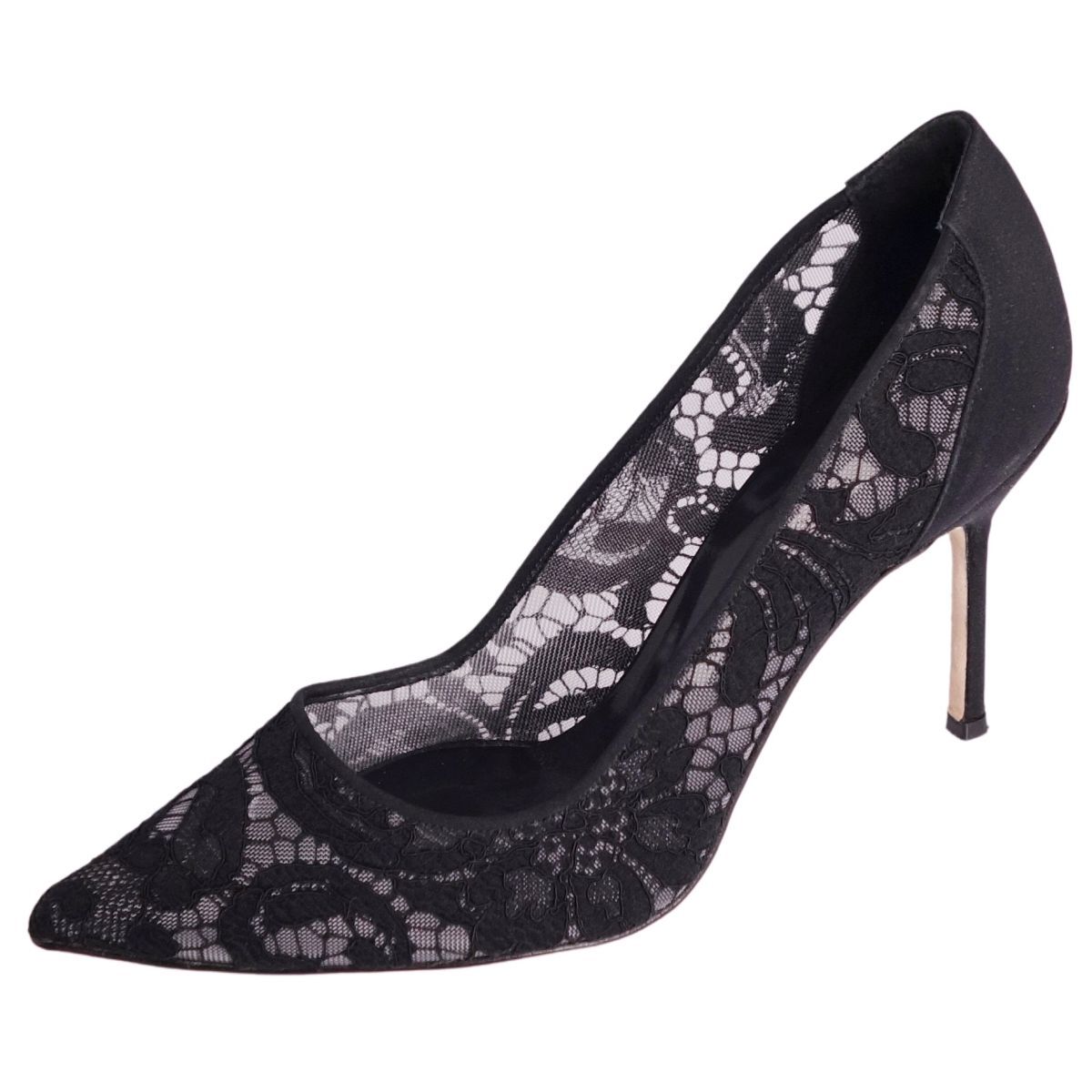 Manolo Blahnik】レース黒 ハイヒール (37.5)