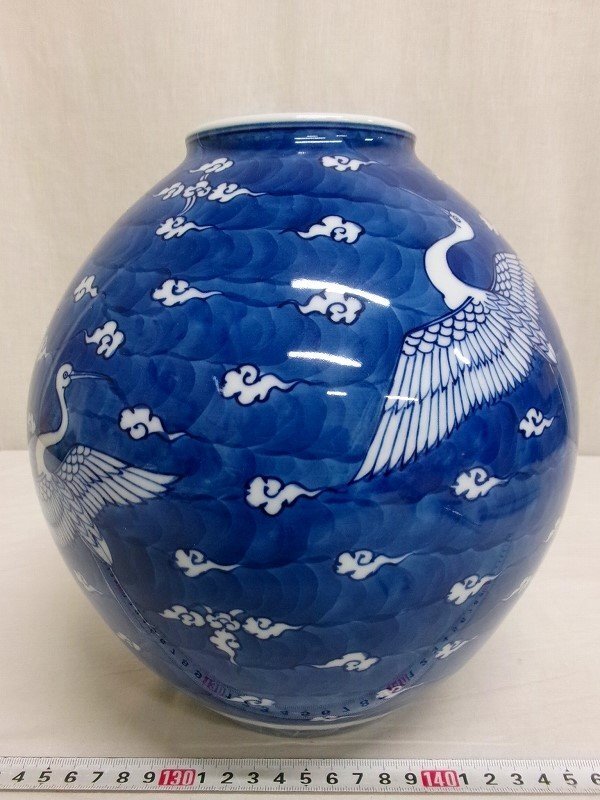 中国 染付六角瓶 鳳凰&雲鶴紋 送料込み1116 工芸品