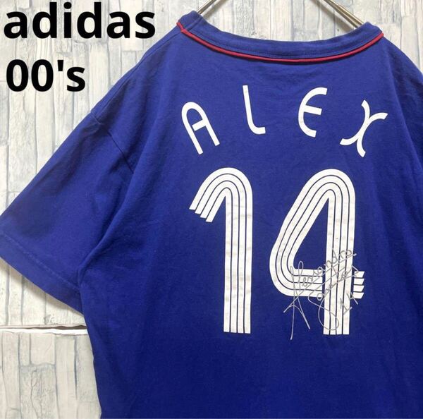 adidas アディダス サッカー 日本代表 三都主 アレサンドロ アレックス 14 半袖 Tシャツ ゲームシャツ サイズM ブルー 00s フェード メンズ