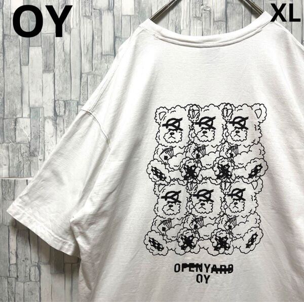 OY オーワイ 半袖 Tシャツ クマ 熊 くま アニマル デカロゴ サイズXL メンズ ホワイト 送料無料