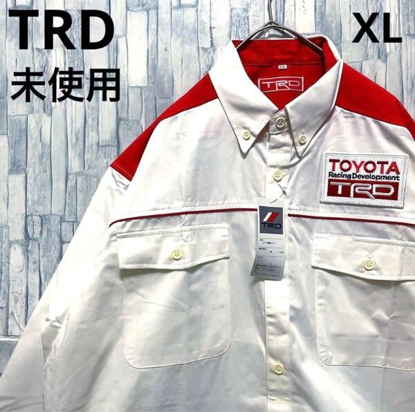 TRDトヨタ レーシングピットシャツ ワークシャツ レプリカ モータースポーツ ロングスリーブ 長袖 BDシャツ XL 刺繍ロゴ タグ付未使用