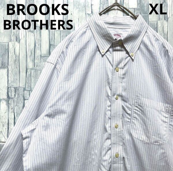BROOKS BROTHERS ブルックスブラザーズ ノンアイロンシャツ ストライプシャツ 長袖 無地 BDシャツ ボタンダウン サイズXL ロングスリーブ