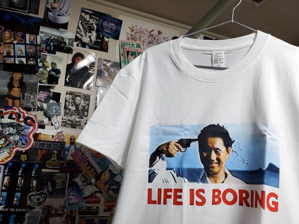 新品│1点のみ│北野武│人生は退屈だ│輸入Tシャツ│海外インポート品│サイズL│白│ホワイト│HIPHOP│ストリート