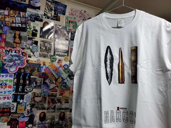 新品│ナルコス│ギャングスタ│HIPHOP│輸入Tシャツ│海外インポート品│サイズL│ホワイト│白│ヒップホップ│ストリート