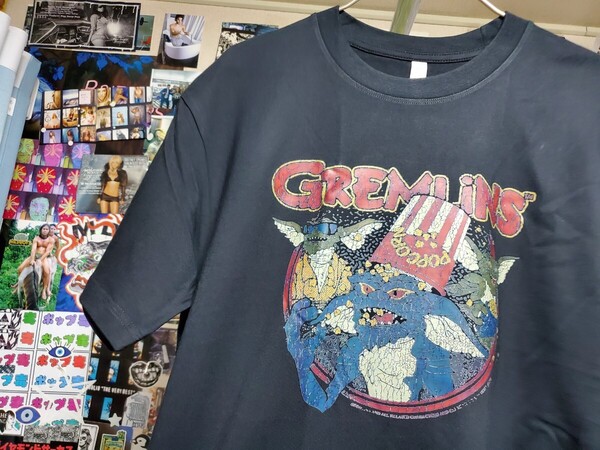 新品│再販│グレムリン×ポップコーン│輸入Tシャツ│海外インポート品│サイズL│ブラック│HIPHOP│ストリート│アメカジ