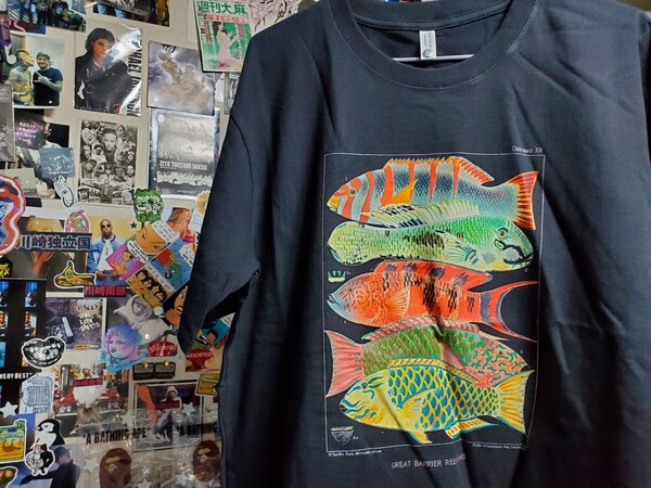 新品│魚、大漁、釣り、フィッシュ│輸入Tシャツ│海外インポート品│サイズL│ブラック│黒│HIPHOP│ストリート│アメカジ