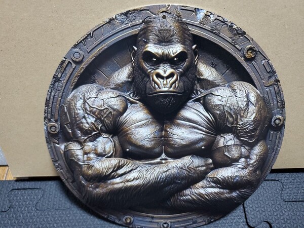1点のみ│筋肉ゴリラ│筋トレブリキ看板│トレーニングメタルサイン│アメリカン海外雑貨│ガレージ、店舗、ジム、GYM│2Dフラット