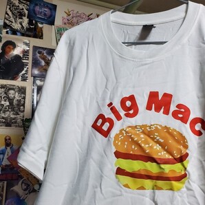 新品│シワだらけのため激安出品│ビッグマック│ハンバーガー│輸入Tシャツ│海外インポート品│海外サイズM(JP-XL)│白│フード、大食い