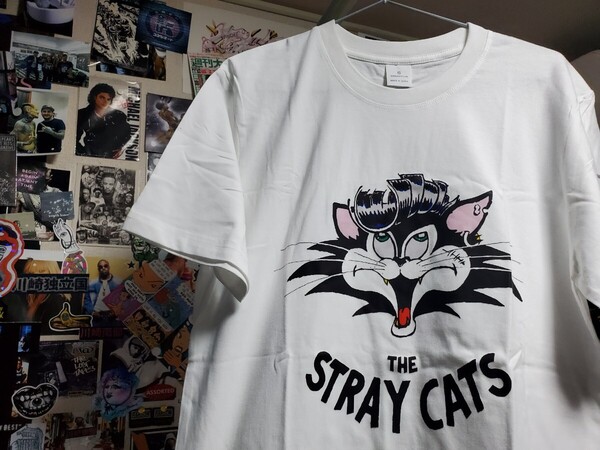 新品│コットン100%│プリント質やや不安のため激安出品│ストレイ・キャッツ│輸入Tシャツ│海外インポート品│海外サイズS(JP-L)│白