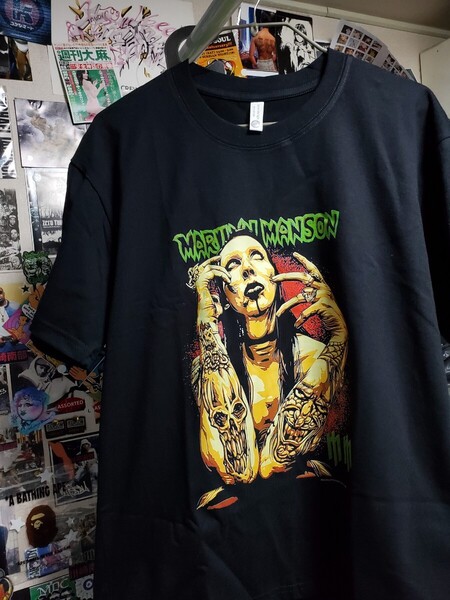 新品│1点のみ│マリリン・マンソン│輸入Tシャツ│海外インポート品│サイズL│ブラック│ロック│ストリート│洋楽