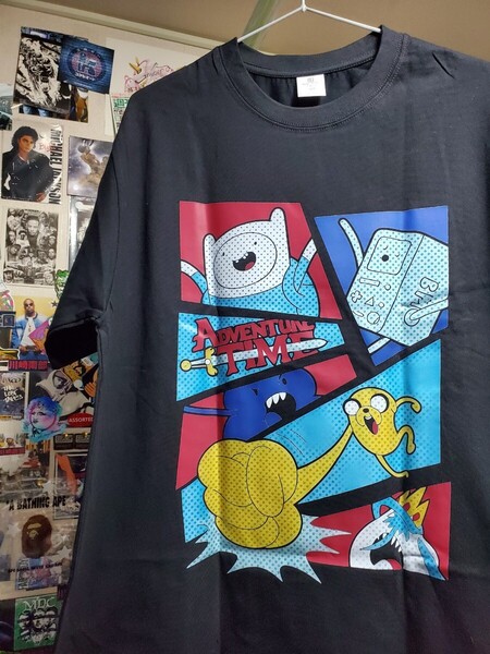 新品│1点のみ│アドベンチャータイム│輸入Tシャツ│海外インポート品│サイズL│ブラック│アニメ│ストリート│フィン、ジェイク、BMO