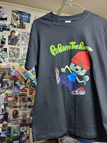 新品│1点のみ│若干プリント質悪いため激安投げ売り!│パラッパラッパー│輸入Tシャツ│海外インポート品│海外サイズS(JP-L)│ブラック