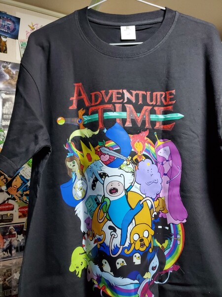 新品│1点のみ│アドベンチャータイム│キャラ大集合│輸入Tシャツ│海外インポート品│サイズL│ブラック│アニメ│ダークファンタジー