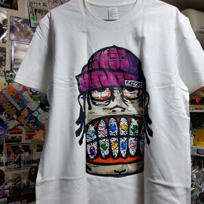 新品│ド迫力ストリートアート│HIPHOP│ラッパー│輸入Tシャツ│海外インポート品│サイズL│ホワイト│白│ヒップホップ